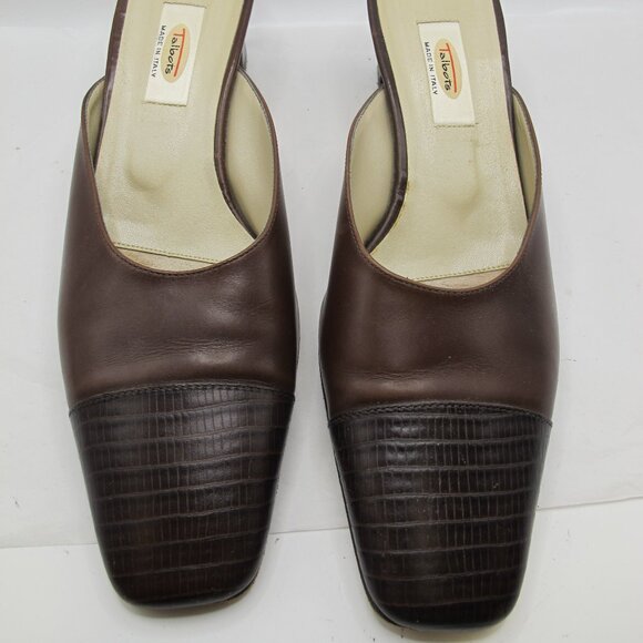 Talbot’s brown leather slide with crocodile-embossed toe 8.5N - Picture 3 of 6